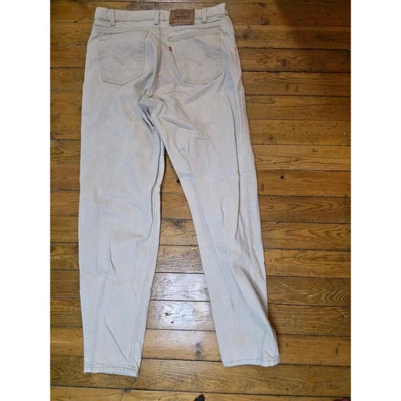 Levis 550 Relaxed Fit Tapered Leg Jeans Mens 36x32 Beige Tan Orange Tab Vintage - Picture 2 of 3